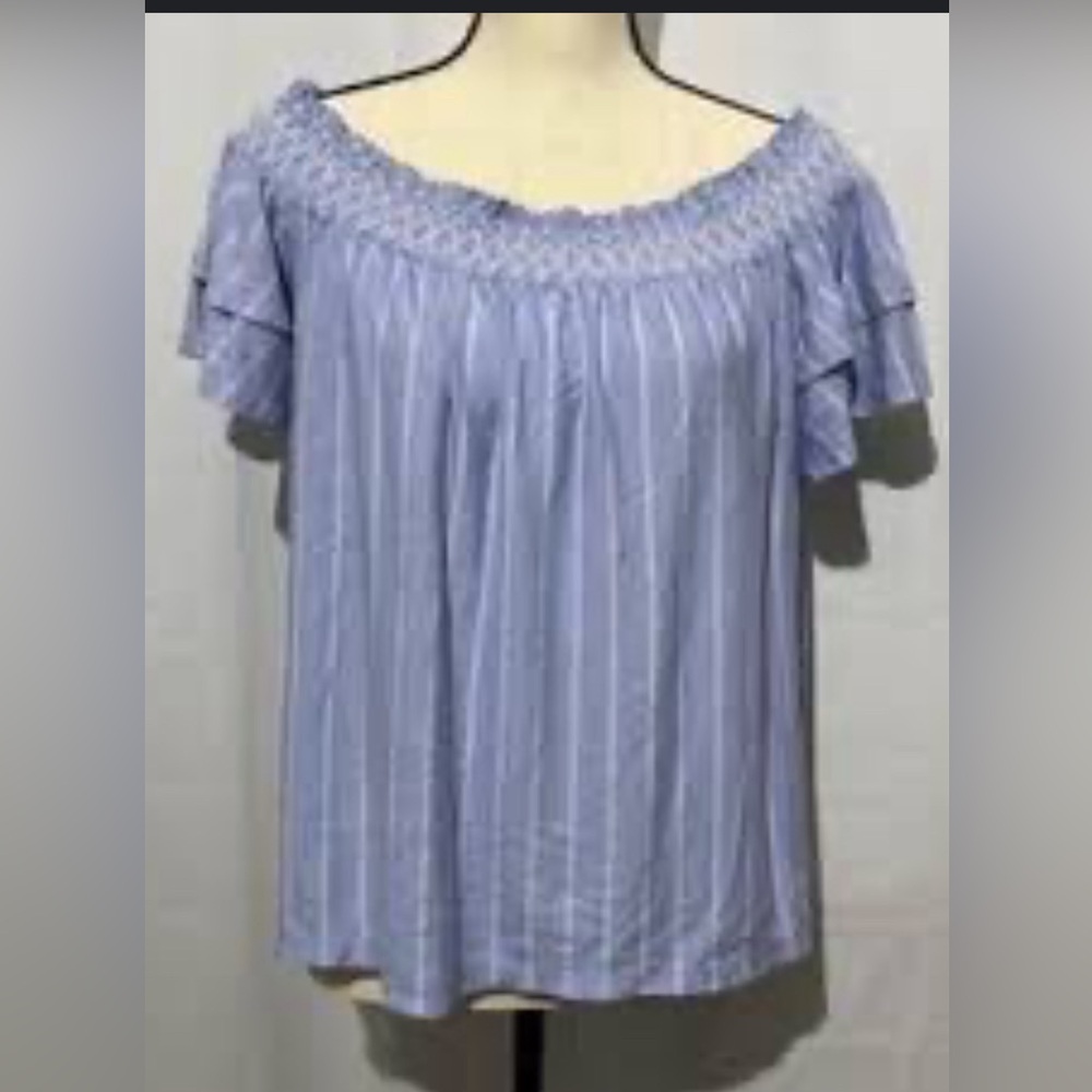 American Eagle Off The Shoulder Ruffle Sleeve Top - Picture 2 of 6